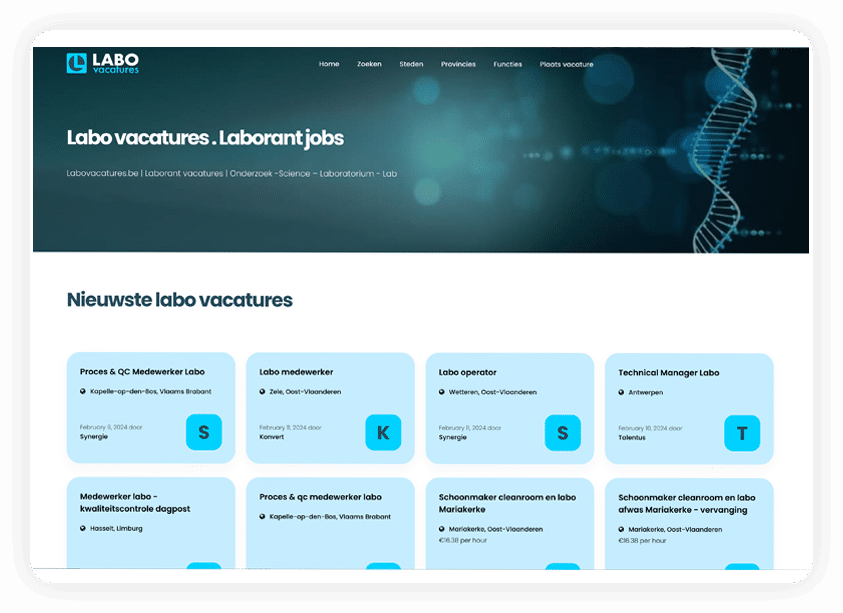 Labo vacatures | Labovacatures.be is het platform voor vacatures in Laboratoria | Laborant jobs | Onderzoek – Laboratorium - Lab - Klinisch - Medisch - Biotechnologie